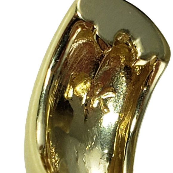 Vintage 14 Karat Reversible Two Tone Gold and Diamond Huggie Earrings #13838 - Picture 13 of 16